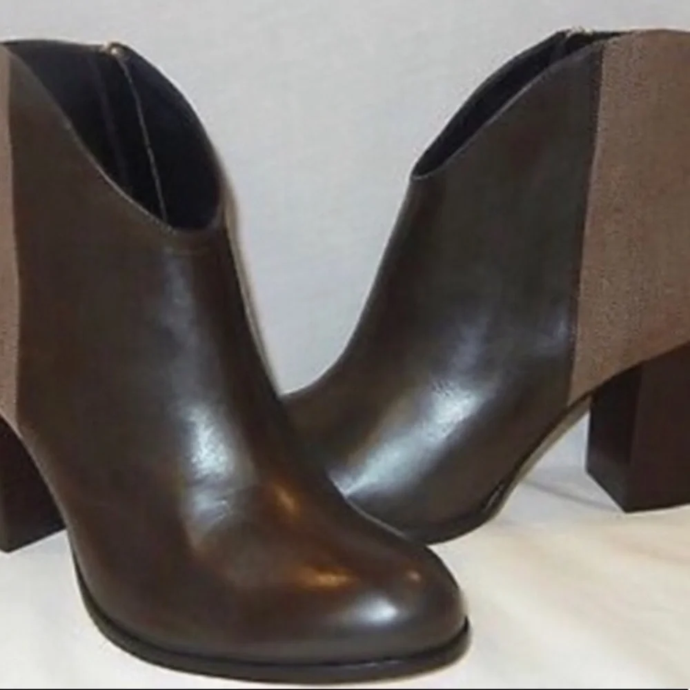 ANTHROPOLOGIE GUILHERMINA TWEED BACK BROWN BOOTS SIZE 7